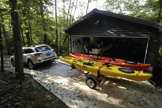Kayaks on a trailer.